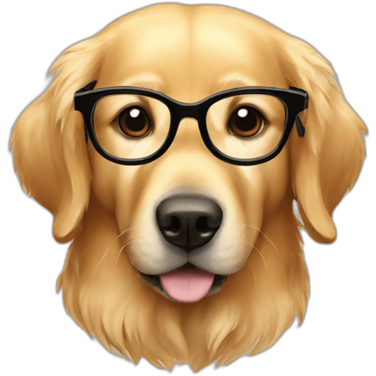 Golden retriever with glasses emoji