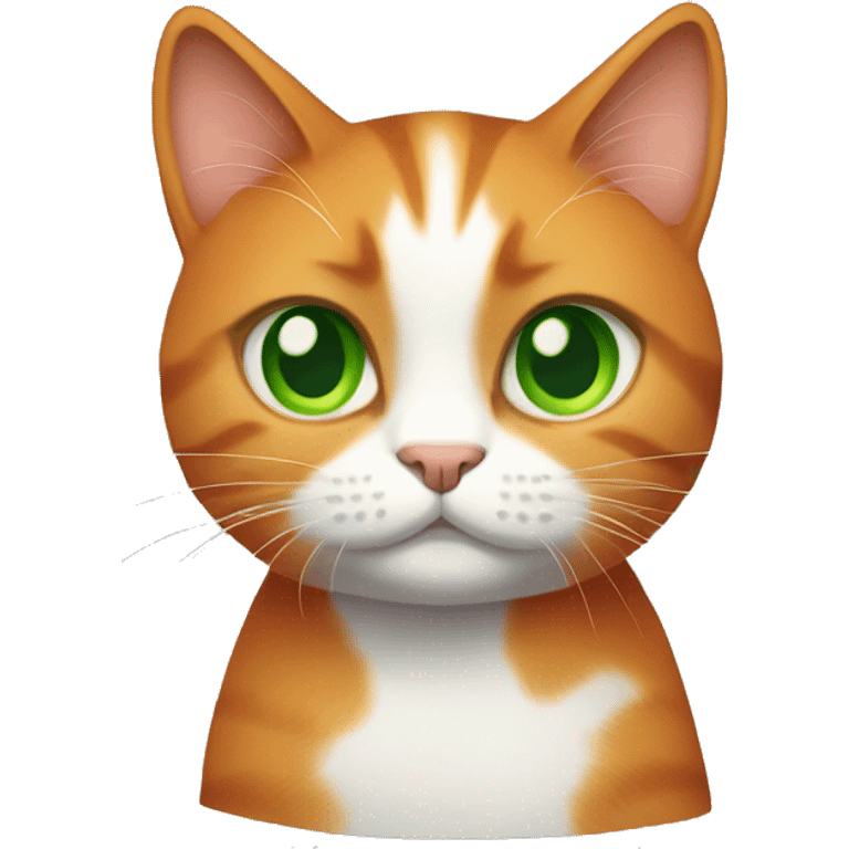 Darker orange cat with green eyes, shrug emoji