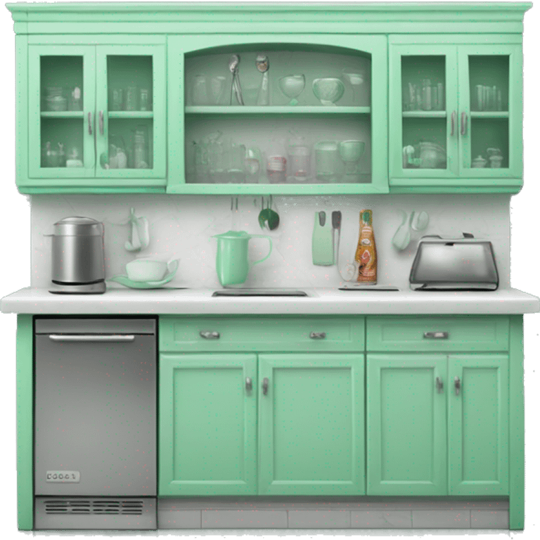 Realistic front facing mint green kitchen counter bar. emoji