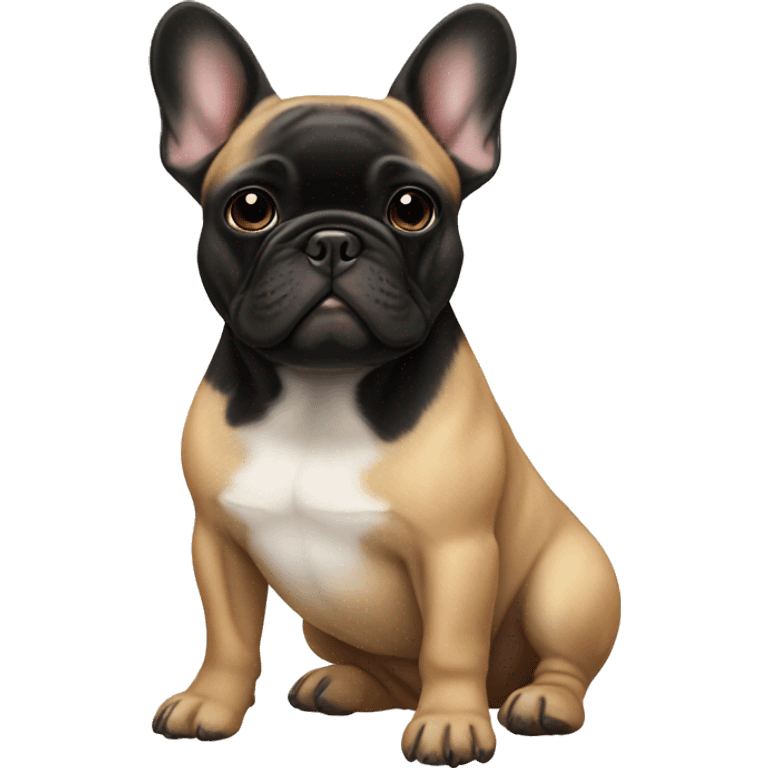 Tan French bulldog with black face emoji