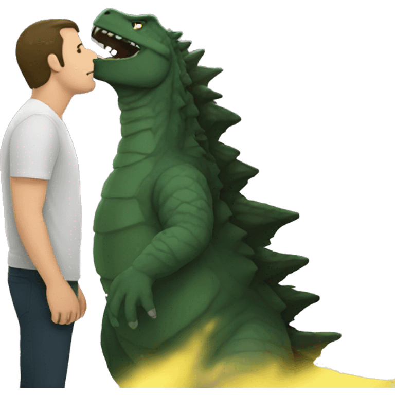 Guy kissing Godzilla  emoji