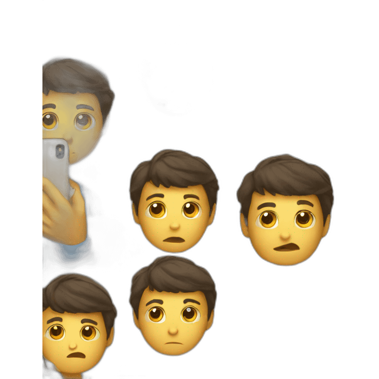 boy sitting using phone emoji