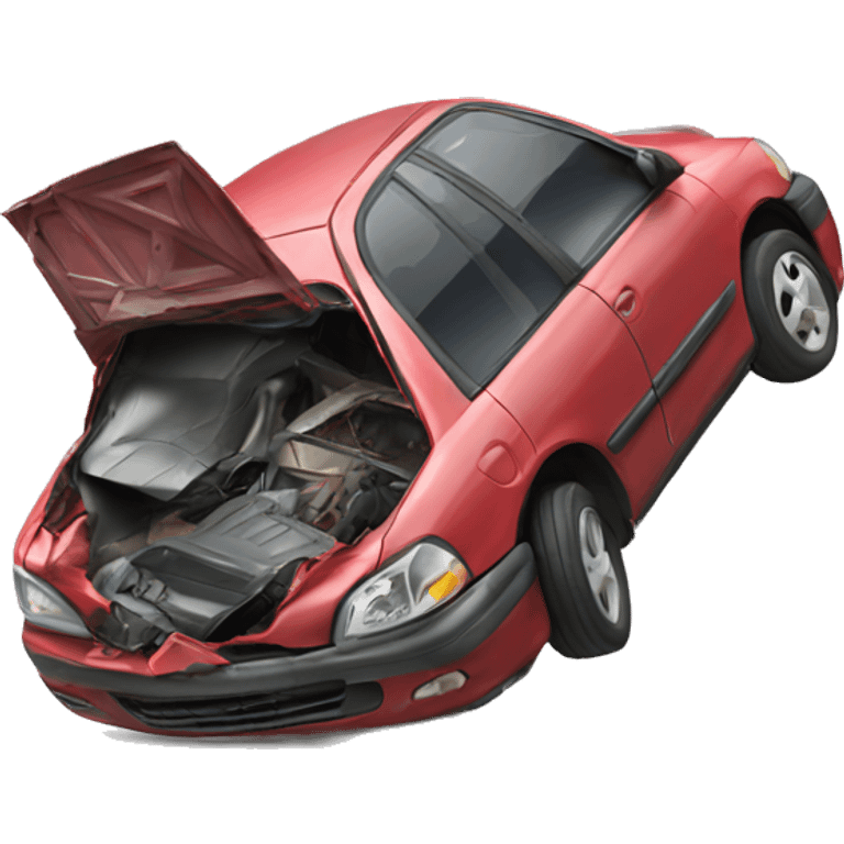 photorealistic crashed car emoji