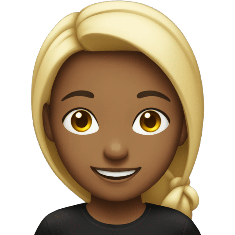 smiling girl in black shirt emoji