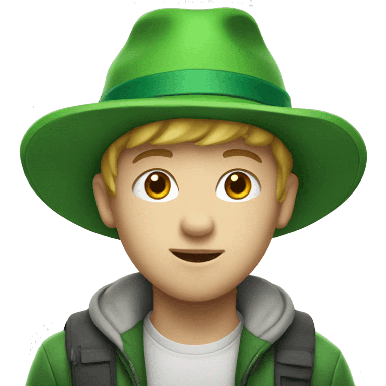 White kid with green hat emoji