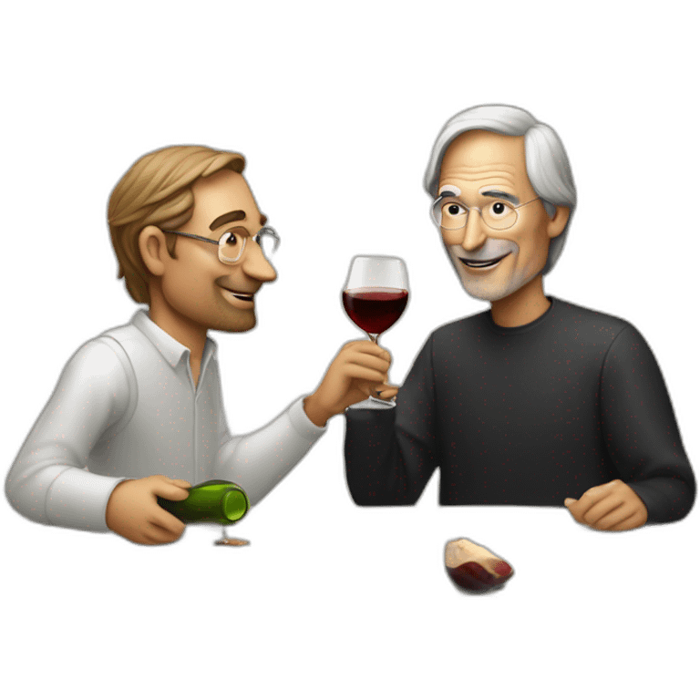 God enjoying some wine with Steve Jobs in the iCloud emoji