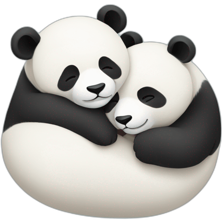 Two pandas sleep in each other's arms. emoji