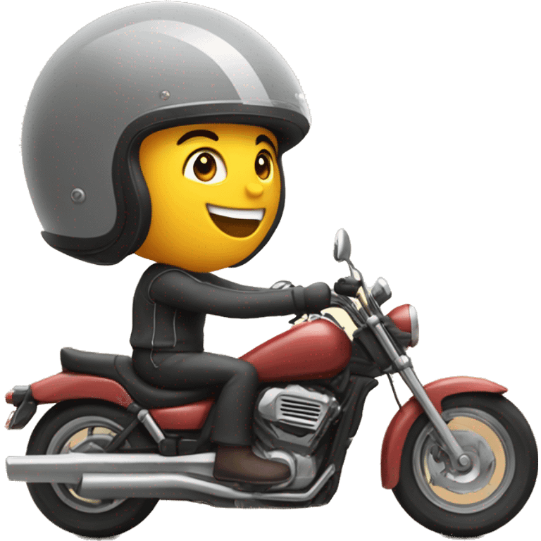 Happy person on a motorcycle speed landscape emoji