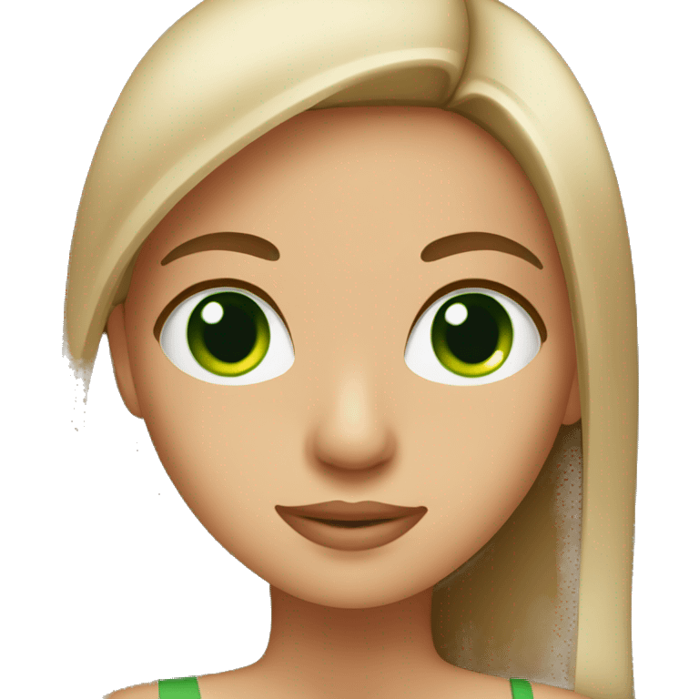 tan girl with green eyes and straight hair emoji