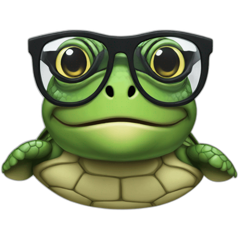 Turtle in black glasses emoji