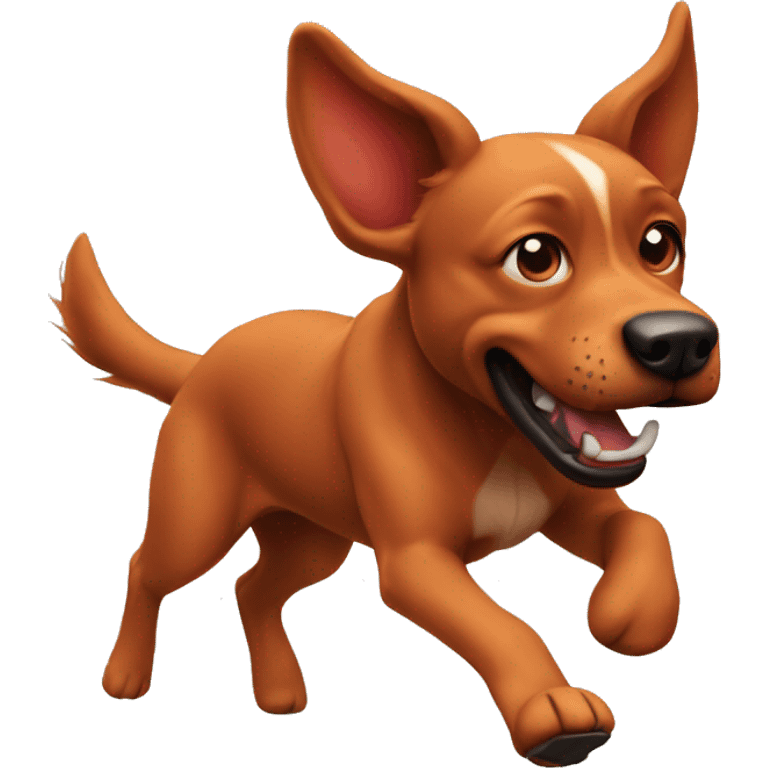 realistic solid red dog with pointed ears running emoji