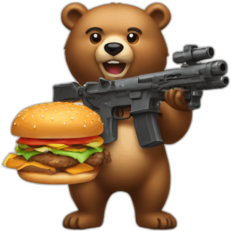 bear with minigun and burger emoji