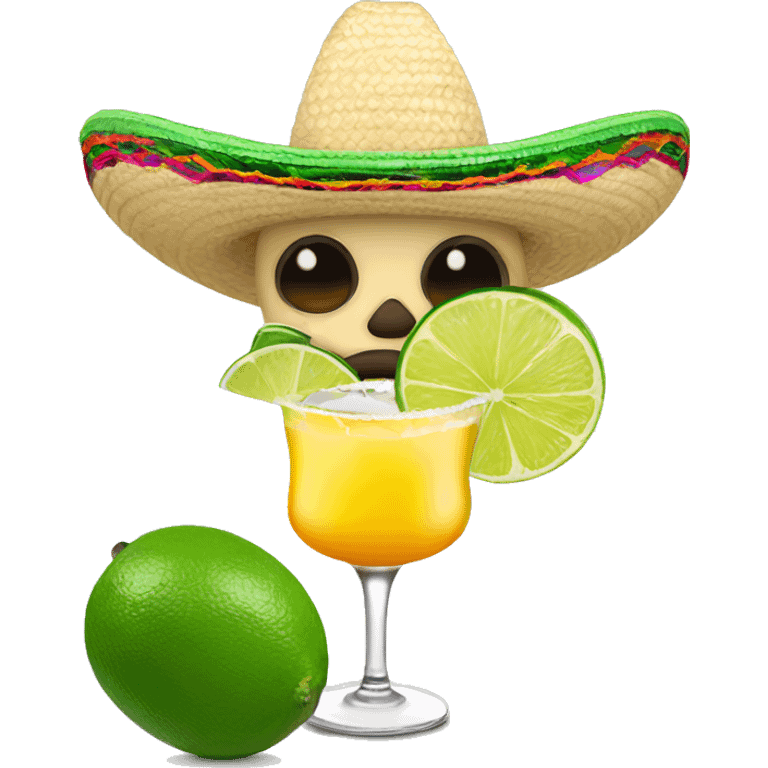 Mexican in a sombrero hat with a margarita  emoji