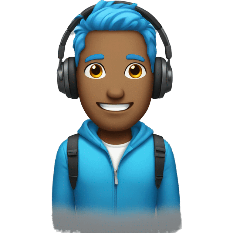 Guy with blue hair wearing headphones emoji