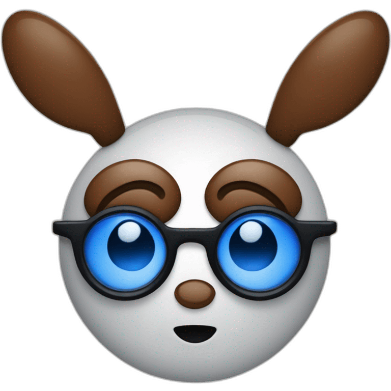 Une araignée qui porte des lunettes marrons avec deux yeux ronds bleus style kawaï emoji