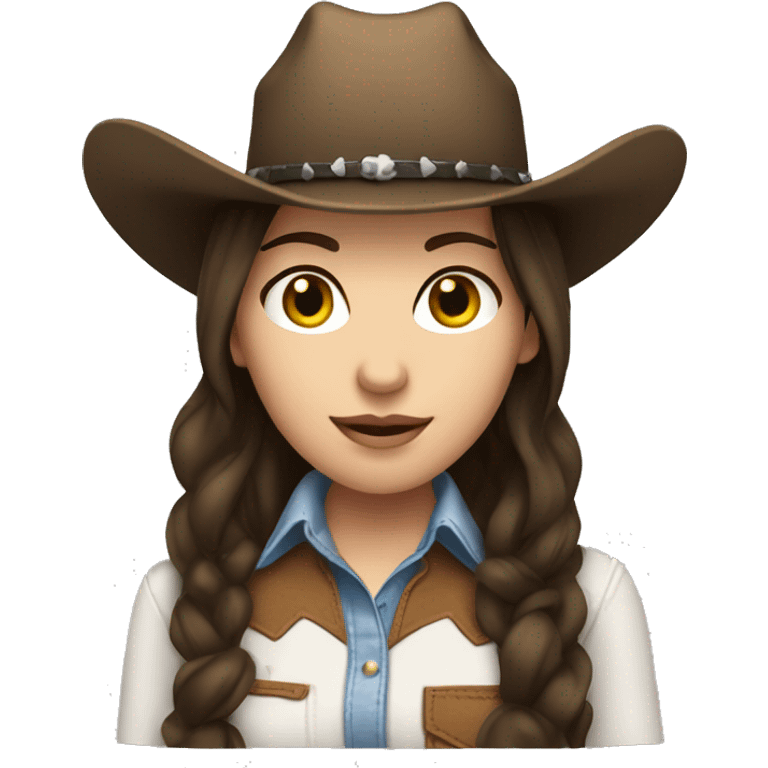 brunette girl, white skin cowgirl emoji