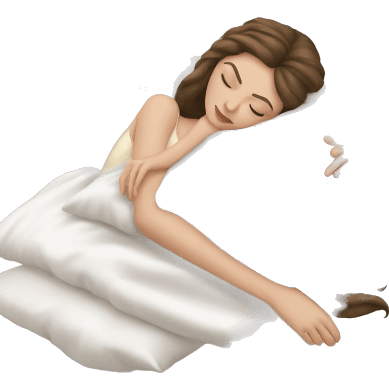 sleeping beauty brunette white girl with a silk pillow emoji