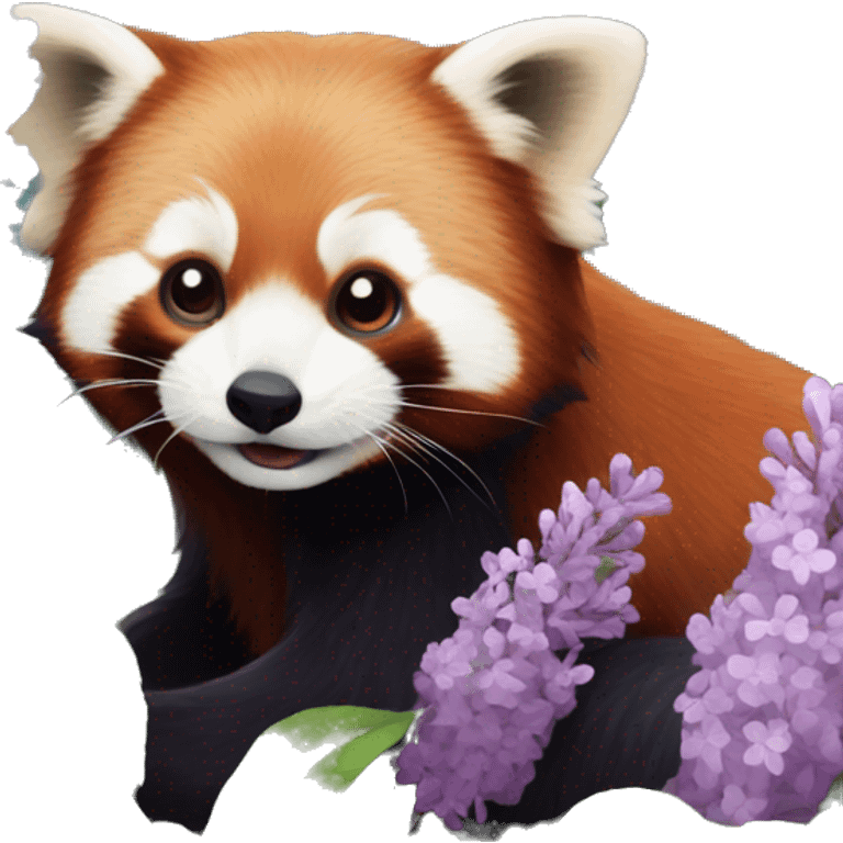 Red panda in lilacs emoji