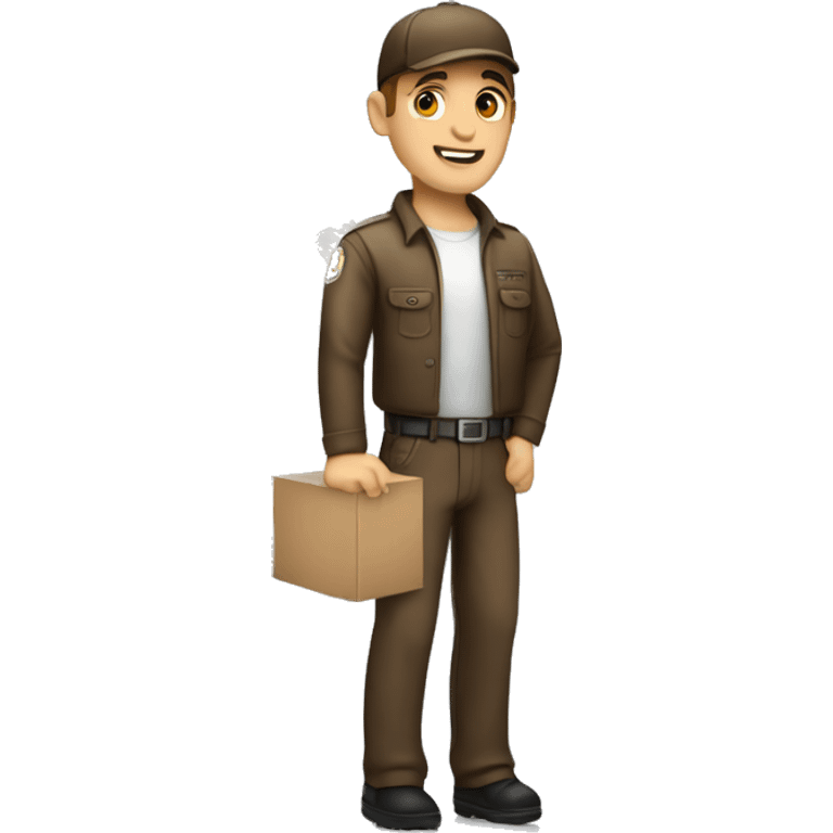 Caucasian brunette UPS delivery man emoji