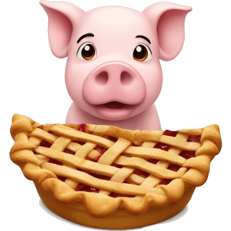 a pig eating apple pie emoji