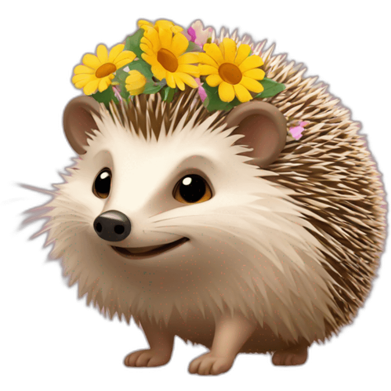 hedgehog with flowers emoji