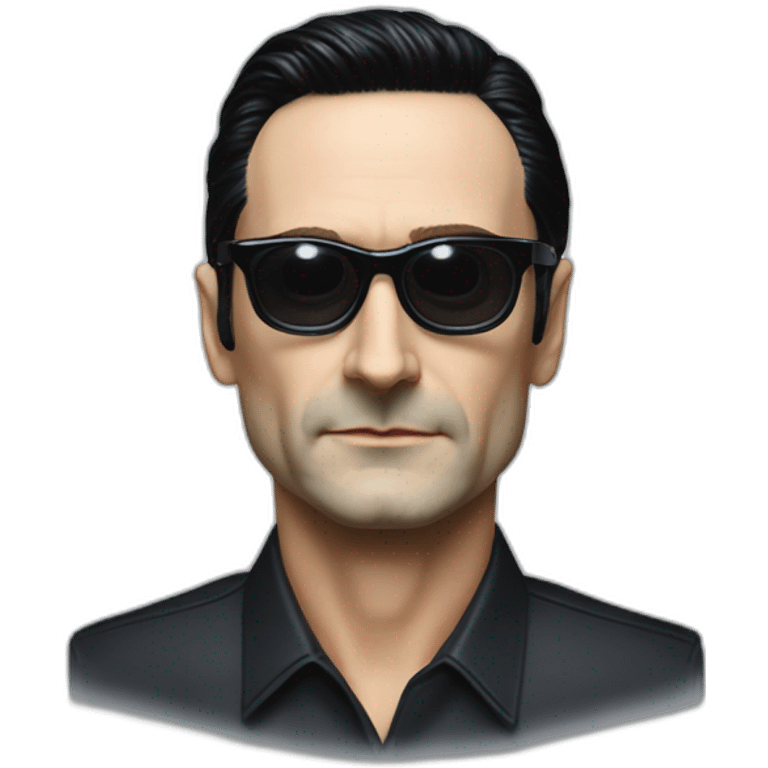 photo realistic Ralf Hutter from Kraftwerk, black hair, black glasses emoji