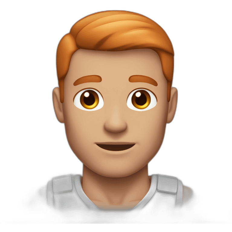 muscle blue eyes man slick bronze-copper hair clean shaven emoji