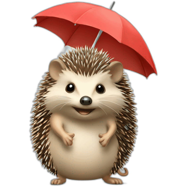 a hedgehog with an umbrella emoji