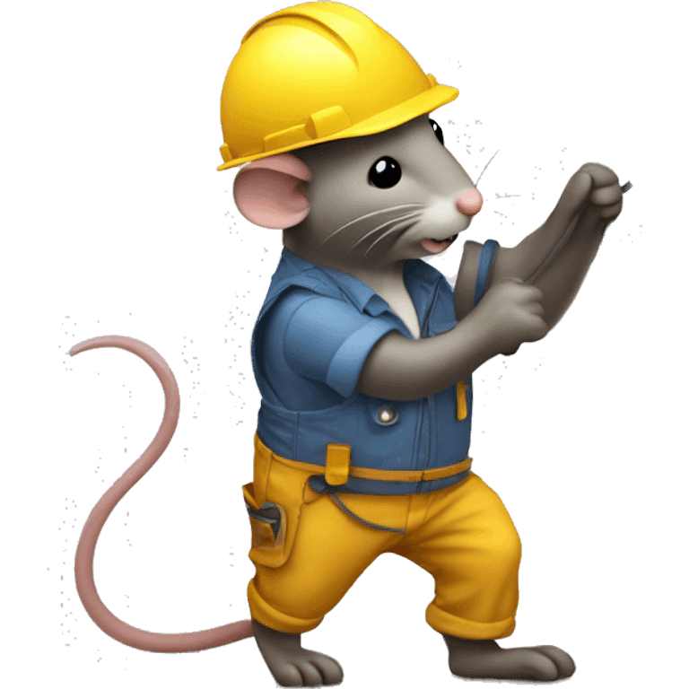 rat construction worker pulling cord for drapes emoji