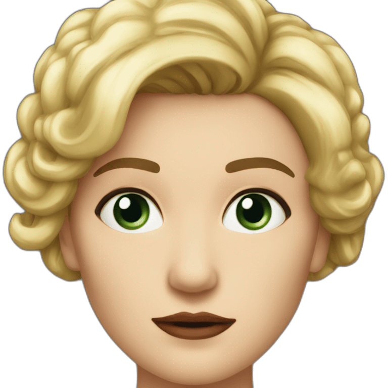 Sandra Huller german actress face head realistic short hair frown emoji