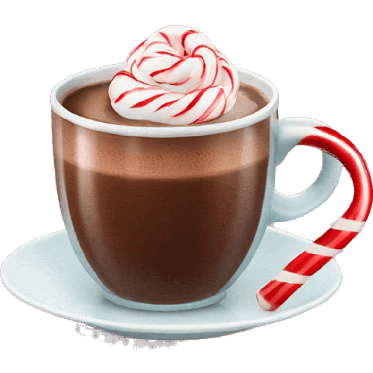 Hot chocolate with a candy cane in it emoji