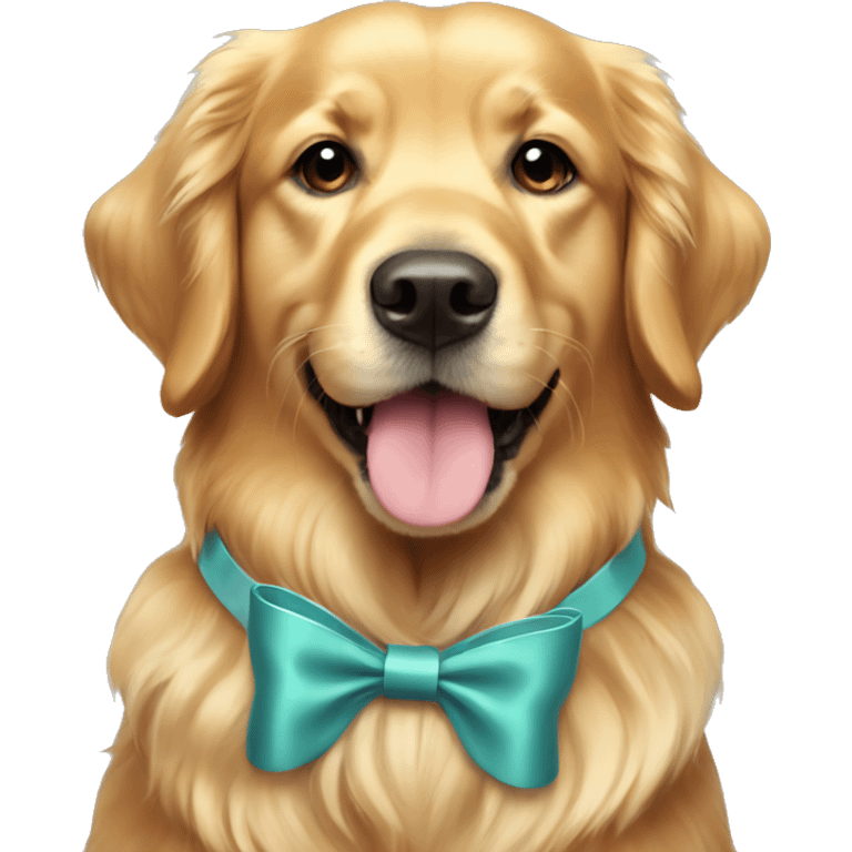 Golden retriever head wearing bows emoji