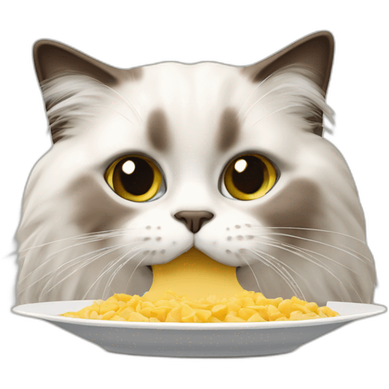 ragdoll cat eating emoji