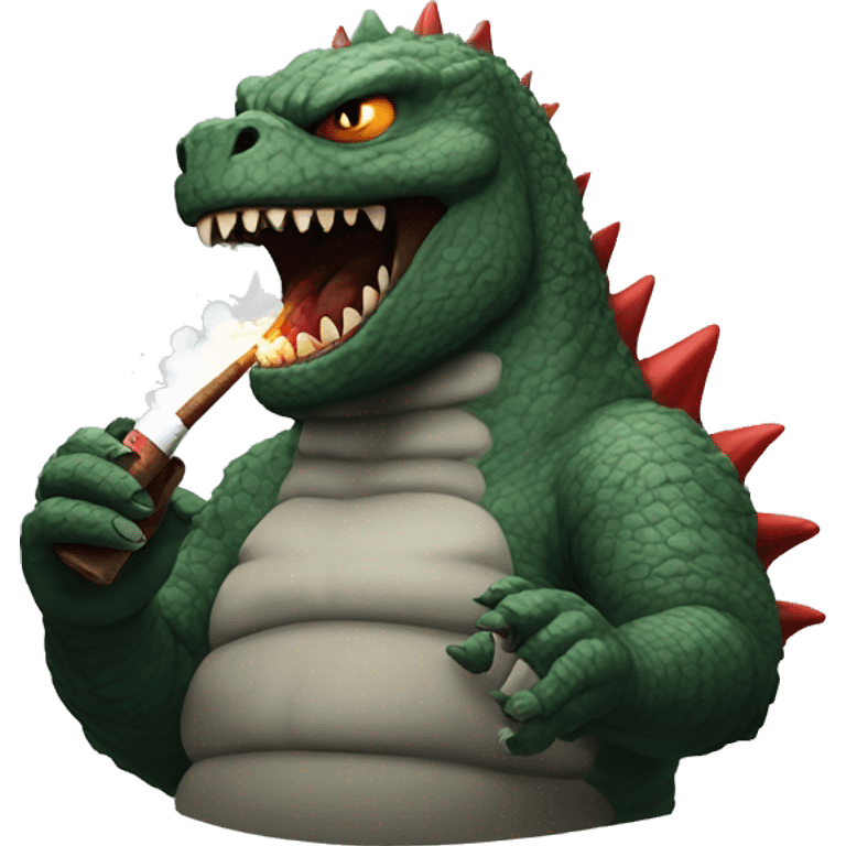 Angry Kaiju Godzilla smoking a big cigar emoji