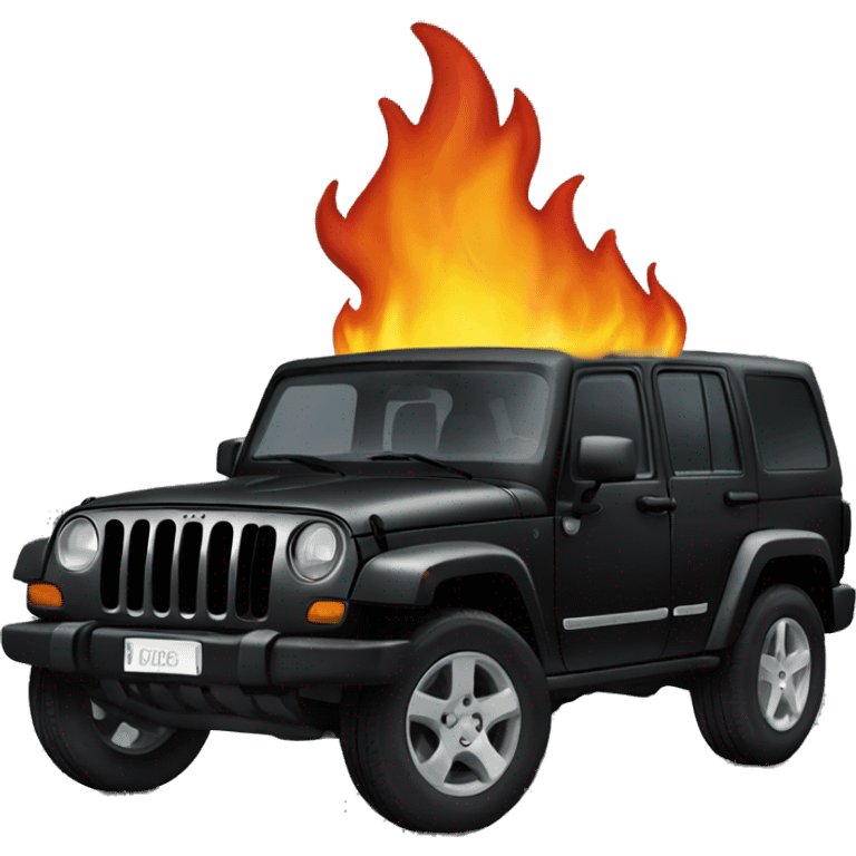 black jeep like suv on fire emoji