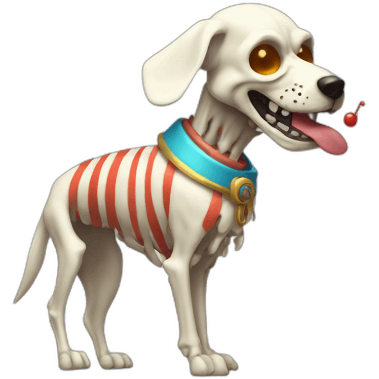 half dog half man skeleton squeaking a clown horn emoji