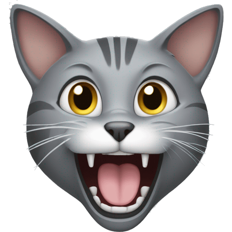 Gray cat screaming  emoji