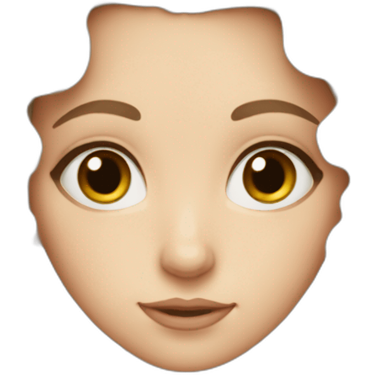 a white girl with long curly and brown hair with big eyes and big eyebrows emoji