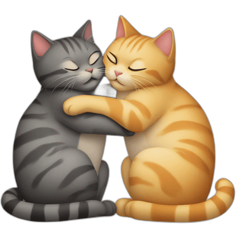 Two cats hugging each other  emoji