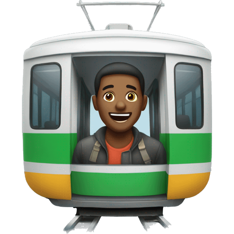 happy man under tram emoji