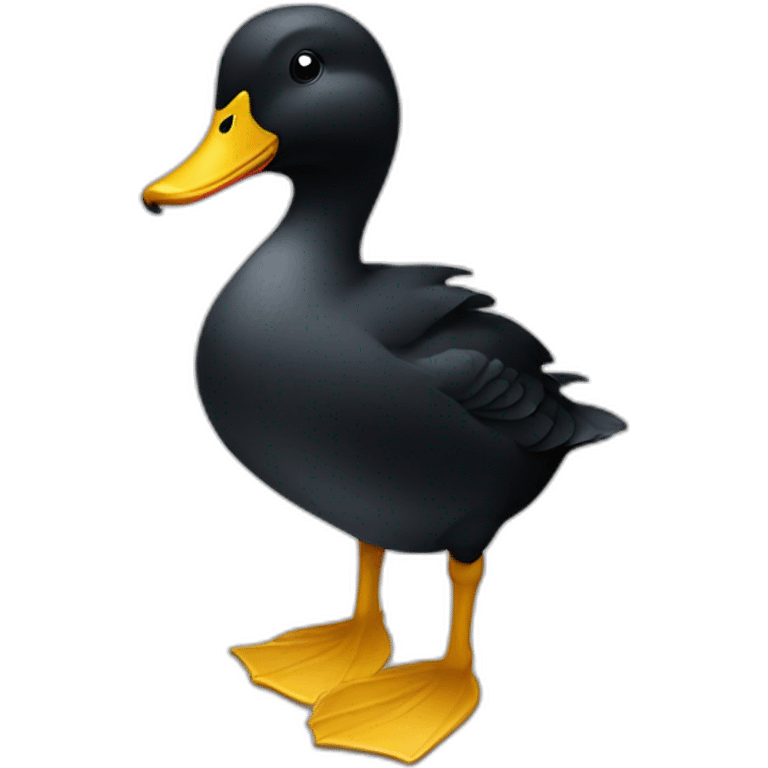 A black duck looking to the right emoji