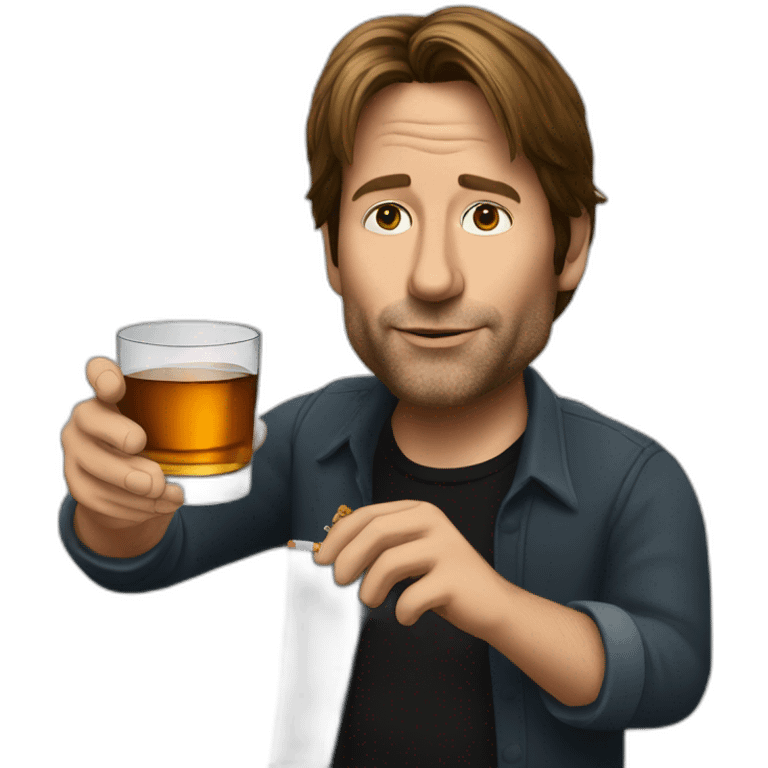 hank moody holds a glass of whisky and cigarettes emoji