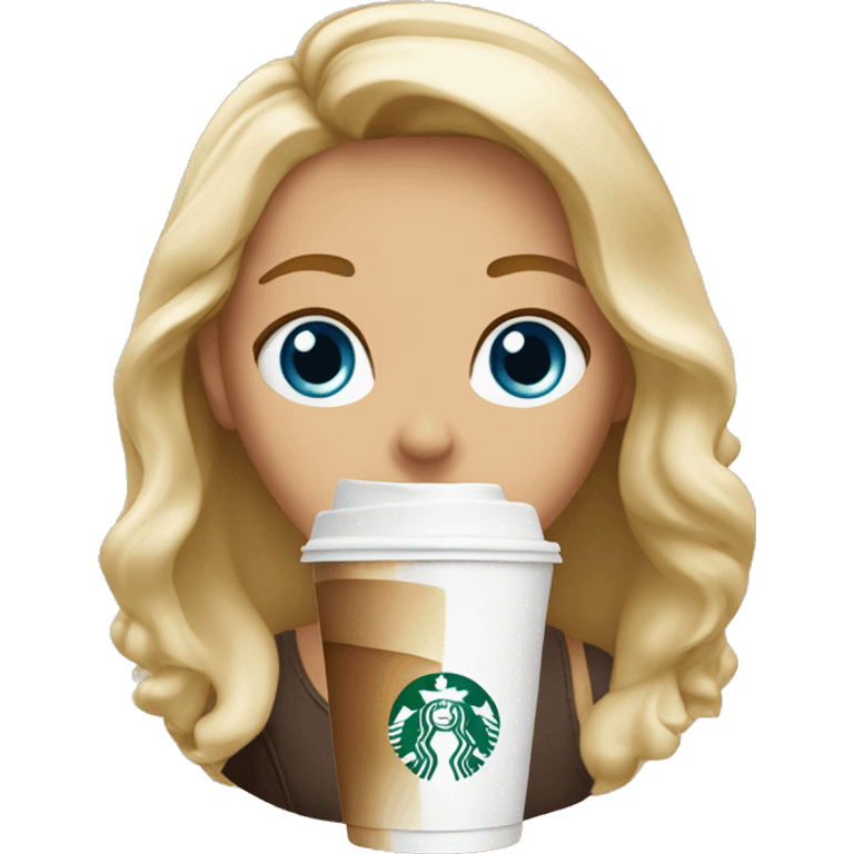 Starbucks cup drink with blonde girl blue eyes  emoji