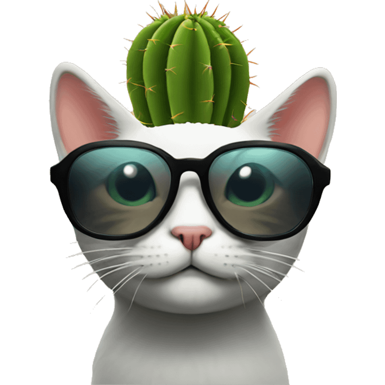 Cat with sunglasses and a cactus emoji