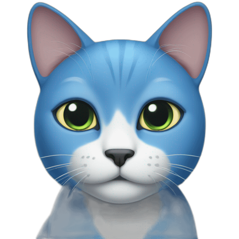 Blue cat with chinese eyes emoji