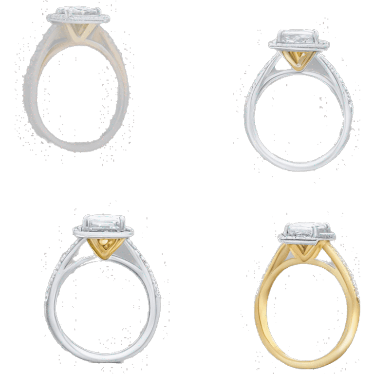 One Cushion cut diamond ring with white and yellow gold band  emoji