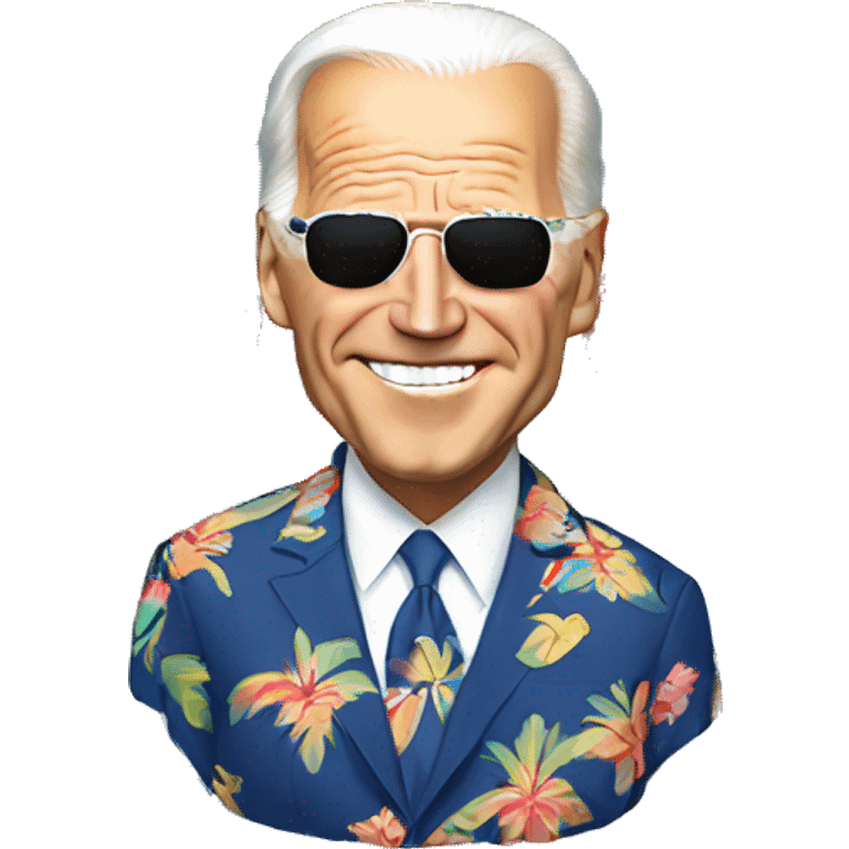 Joe Biden wearing a Hawaiian shirt with a football helmet on emoji