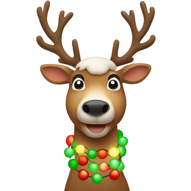 Reindeer with Christmas lights emoji