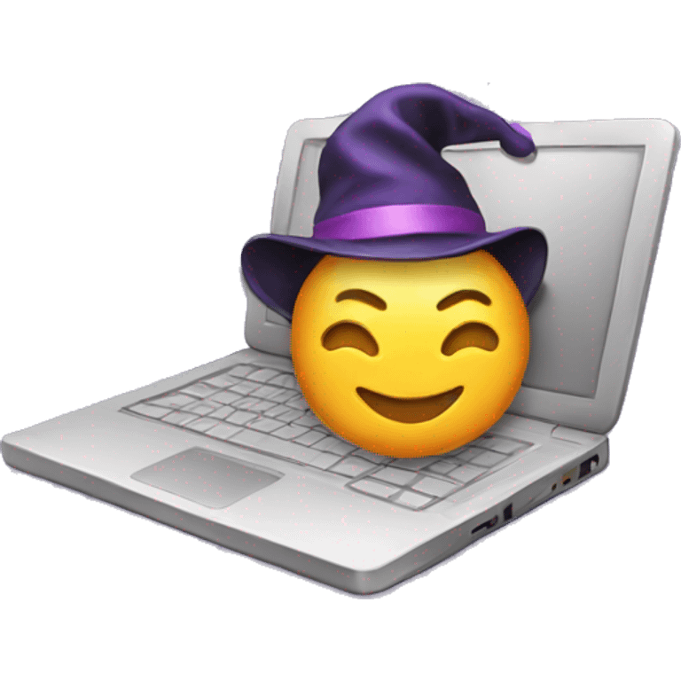 laptop and magic emoji