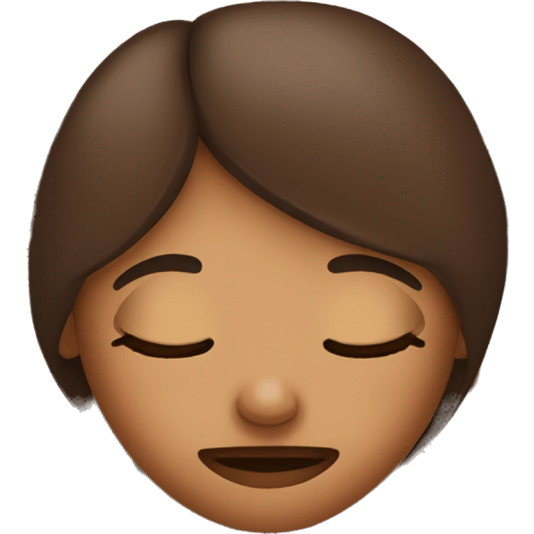 Girl sleep in bed with brown pillow emoji